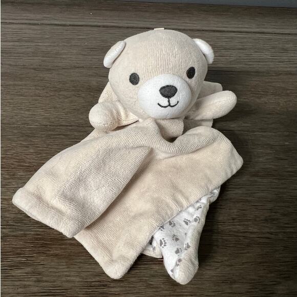 Modern Moments Cream Teddy Bear Lovey with Paw Print Underlay - Picture 1 of 6